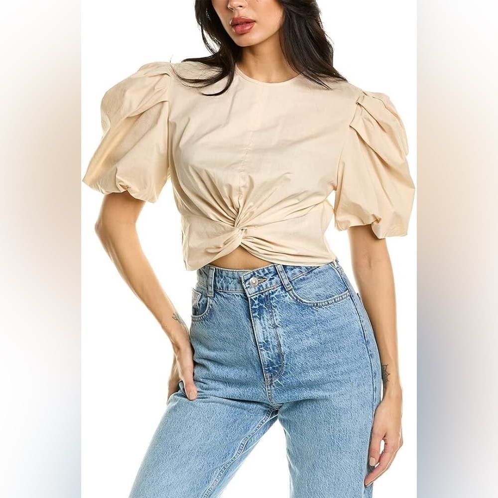 Vince Twist Front Organic Cotton Blend Blouse